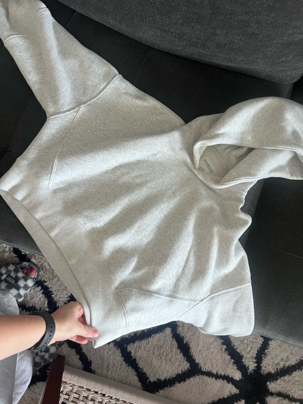 Women's Light Gray cropped Hoodie